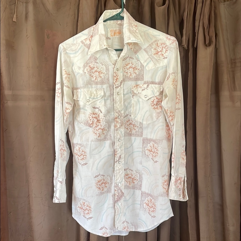 Floral Western Shirt - Cream and Pink